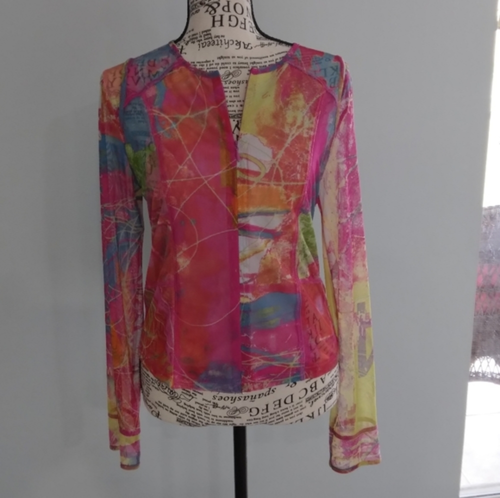 Garella A transparent  Full Zip Long Sleeve‎ Blouse